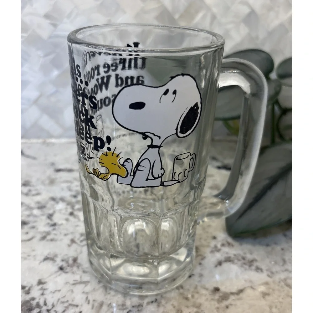 VTG 1965‎ Peanuts SNOOPY + WOODSTOCK Root Beer Mug - United Feature Syndicate